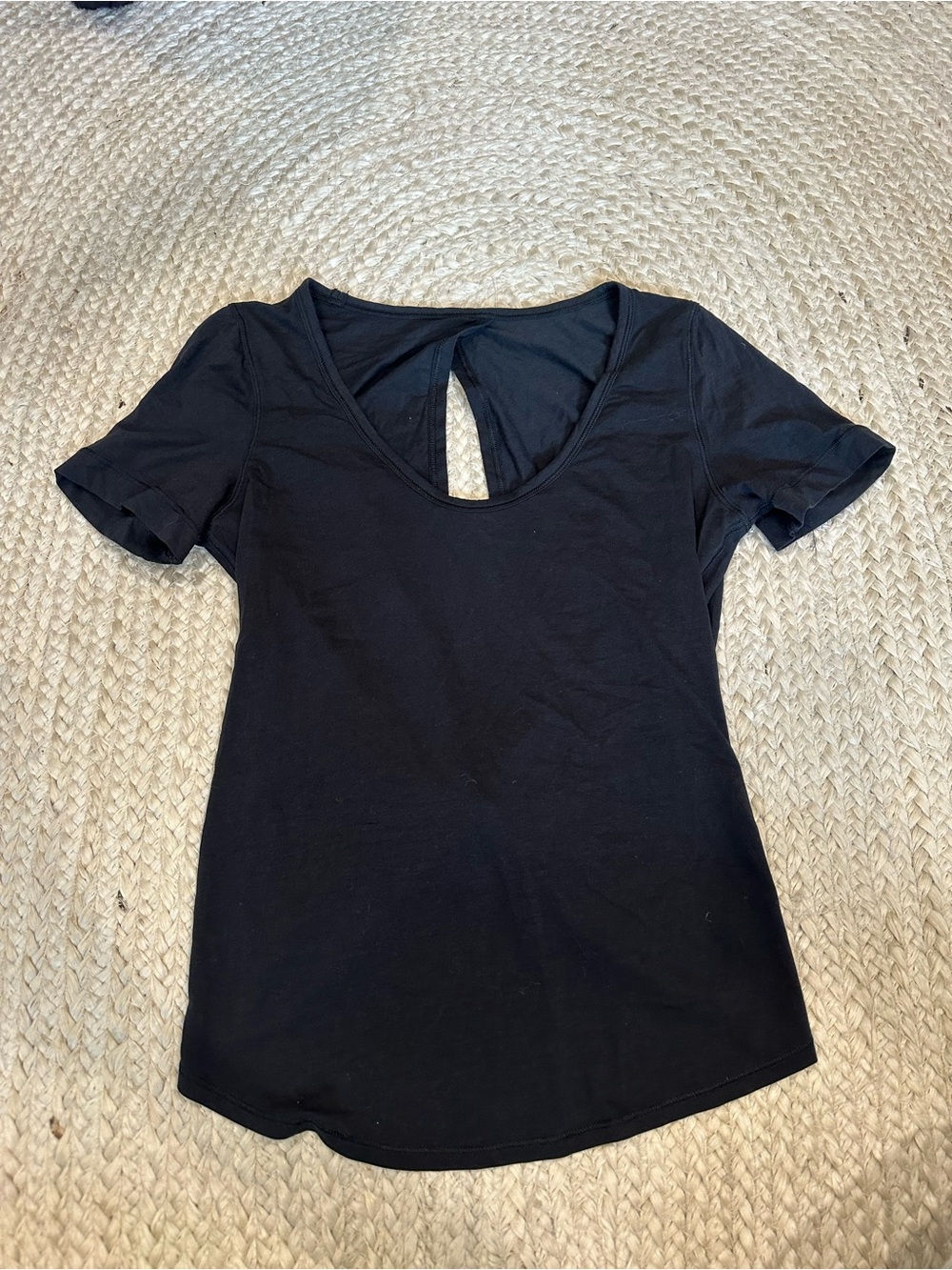lululemon athletica Black Short-Sleeve Top with Back Keyhole